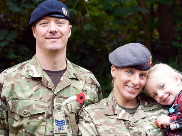 Military couple with child