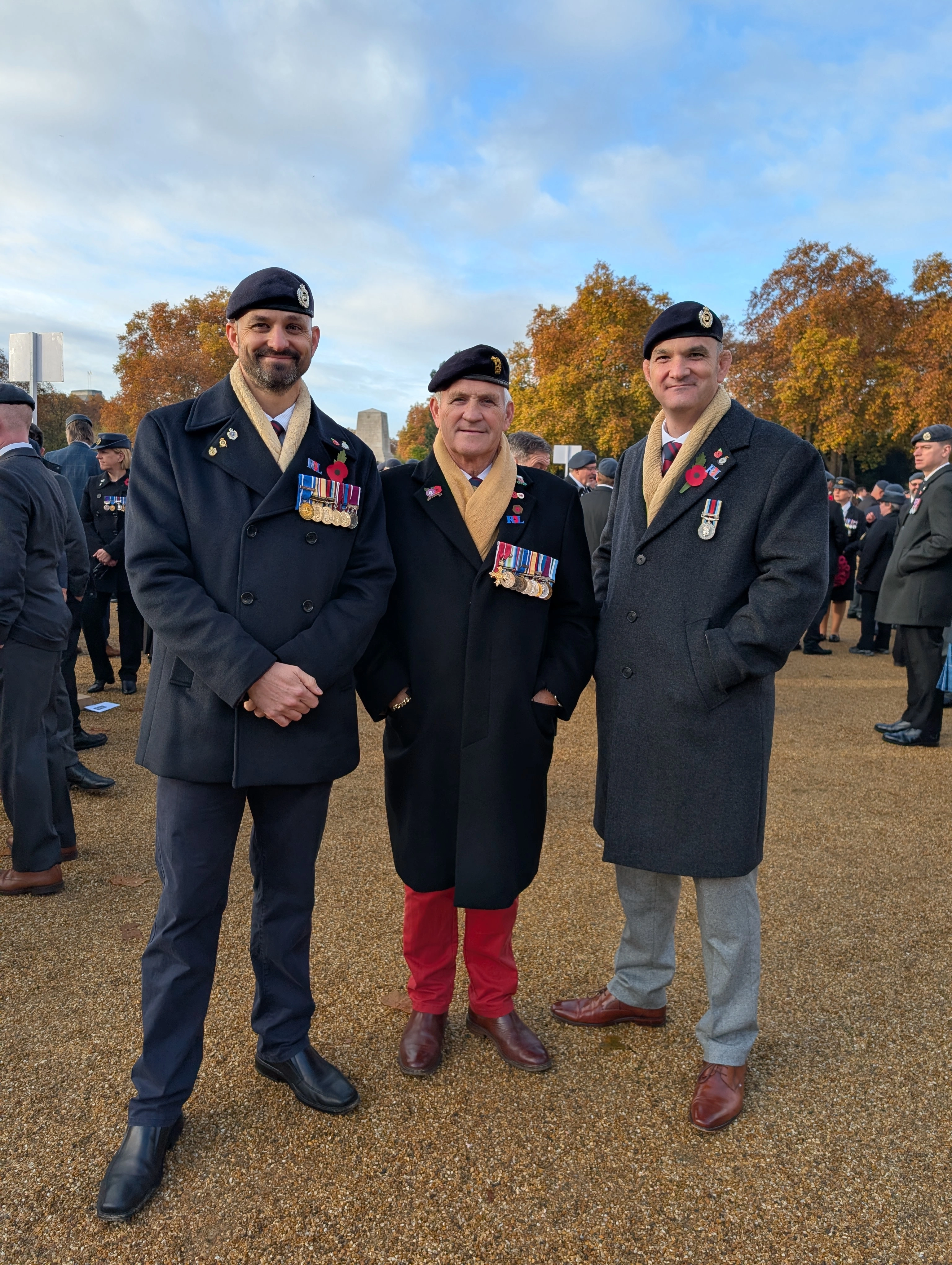 Gavin, Phil and Lee Hubbard together at RBL March past the Cenotaph 2025