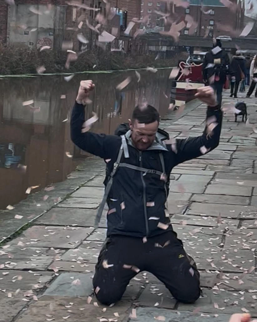 Jason Paul completes his 420-mile sponsored walk for the RBL in Chester on 22nd December 2025