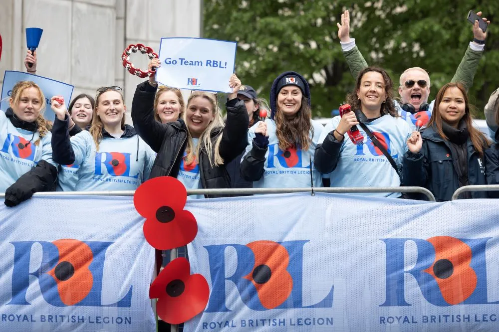 Volunteers and staff at the London Marathon, which took place on 21 April 2024.
