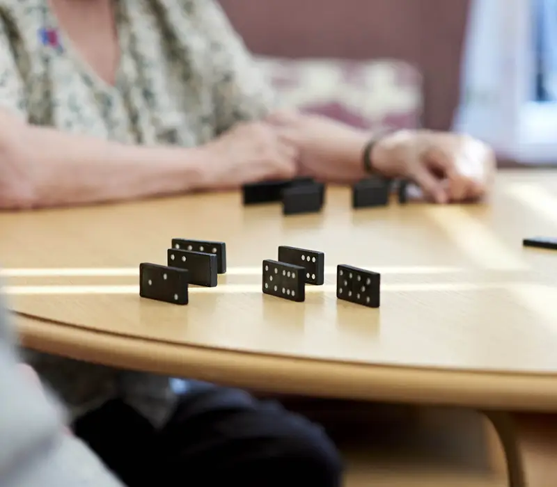 Residents playing dominoes