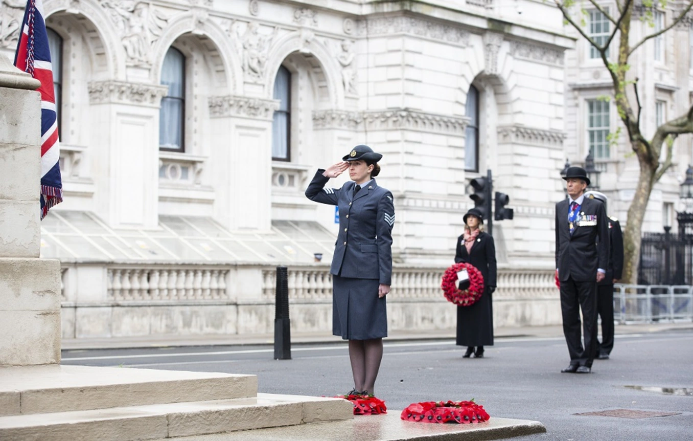 Sgt Natasha Weatherstone laying a wreath on behalf of the RAF