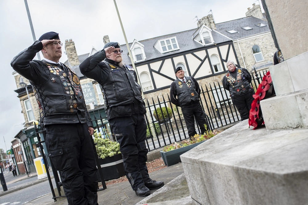 Members of the RBL Riders Branch lay wreaths at South Shields War Memorial