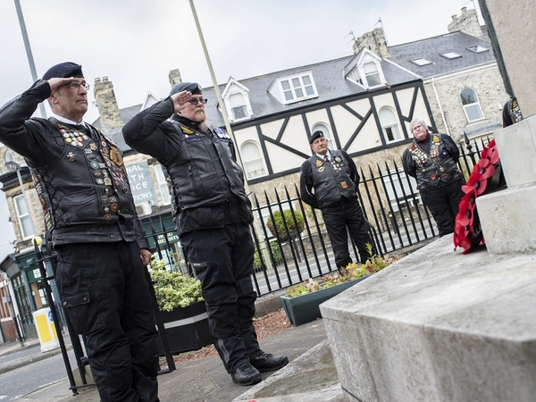 Members of the RBL Riders Branch lay wreaths at South Shields War Memorial Members of the RBL Riders Branch lay wreaths at South Shields War Memorial