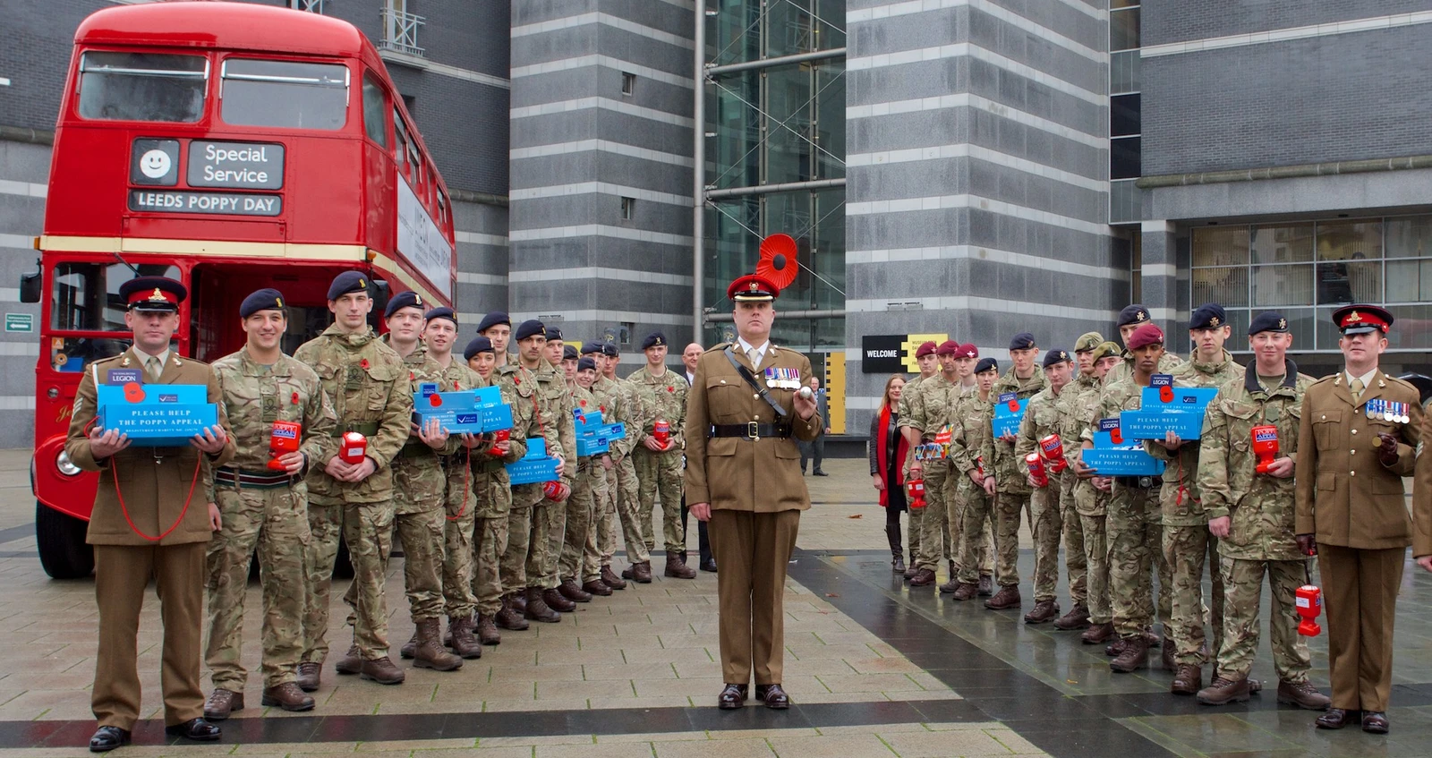 Leeds Poppy day collectors and bus