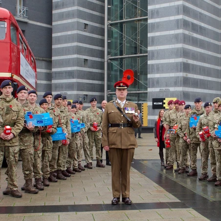 Leeds Poppy day collectors and bus