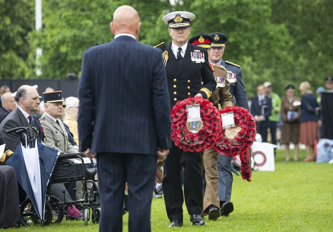 Representatives of Armed Forces lay a wreath to mark D-Day 77