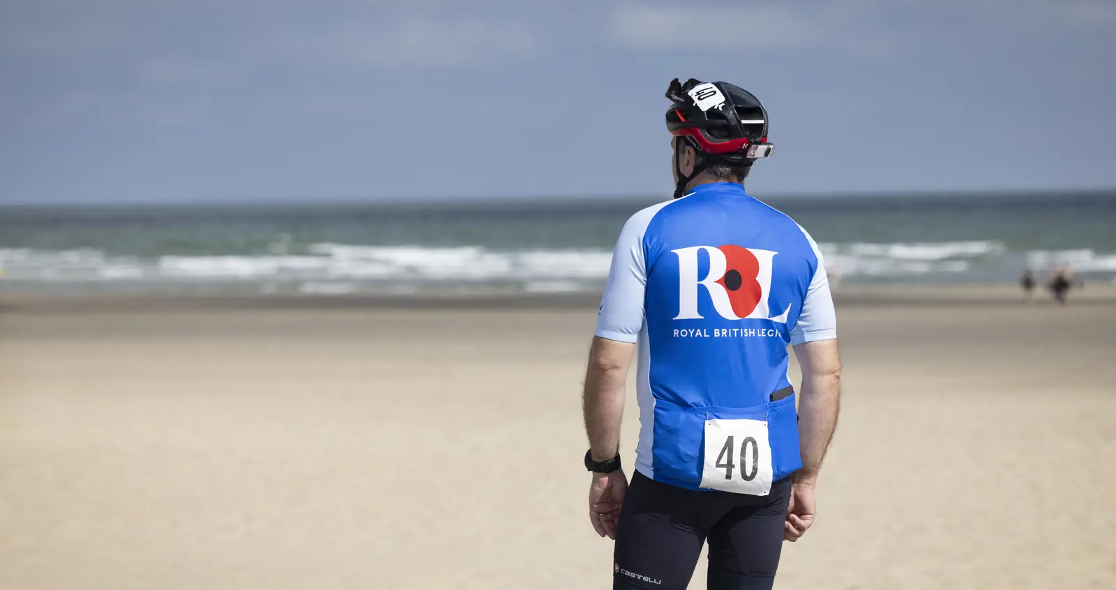 Pedal to Ypres 2022 - Day 1- 32, Cyclist on beach Pedal to Ypres cyclist on beach