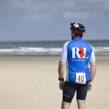 Pedal to Ypres 2022 - Day 1- 32, Cyclist on beach Pedal to Ypres cyclist on beach