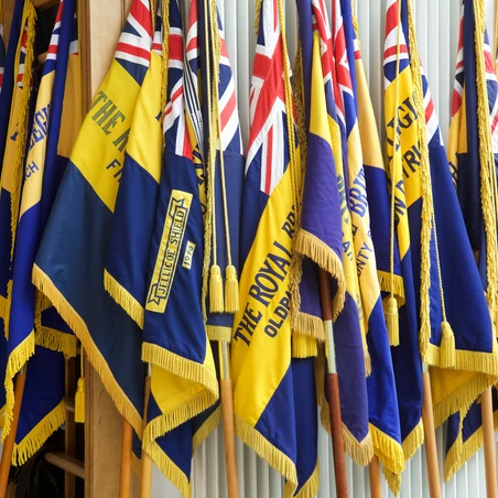 Annual Conference – Legion Standards Standards leaning against a wall at The Royal British Legion Annual Conference
