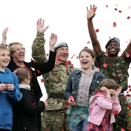 Members of the Armed Forces community celebrating