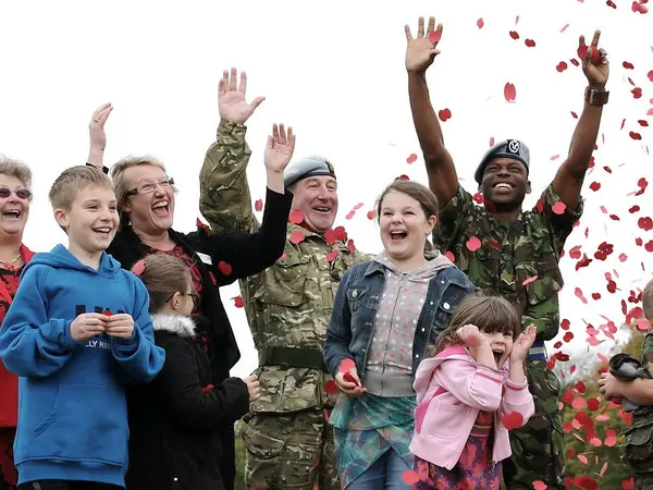 Members of the Armed Forces community celebrating Members of the Armed Forces community celebrating