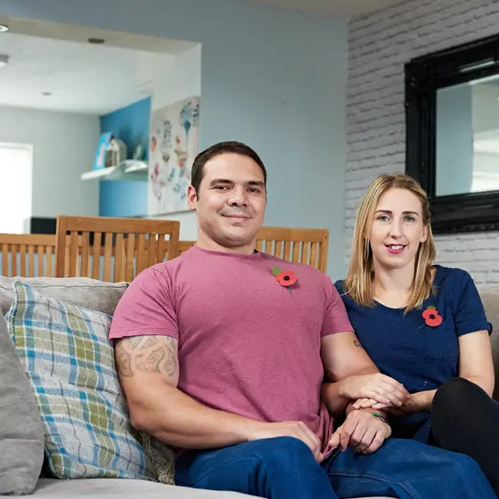 Members of the UK's ex-service community, Mark and Donna Stonelake, in their home