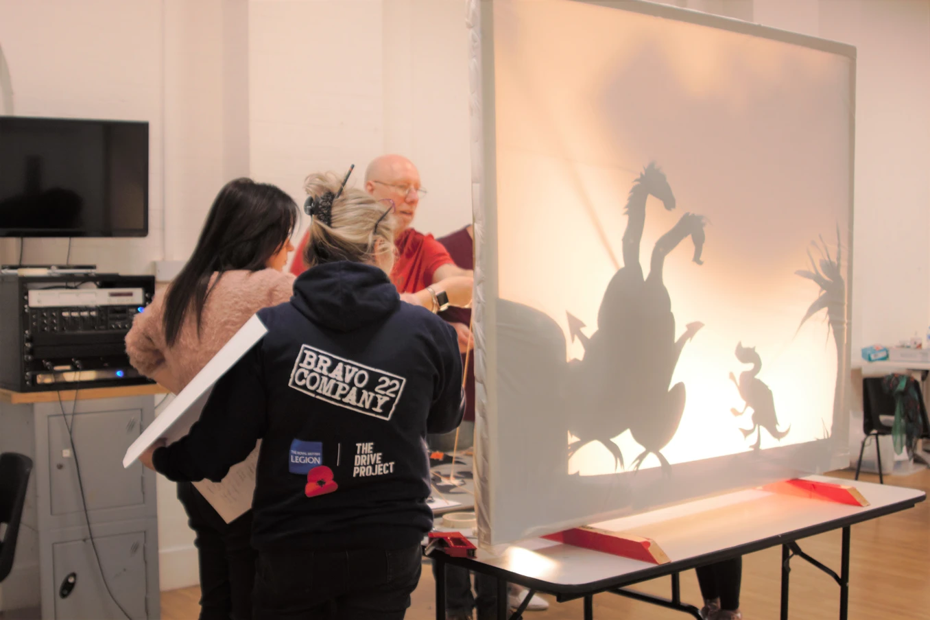 Shadow puppetry workshop in London 2019.