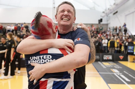150223_Invictus25_Volleyball-37 Peter Lauder and Mac McLaren Team UK competing in Sitting Volleyball at the Invictus Games, Vancouver, Canada