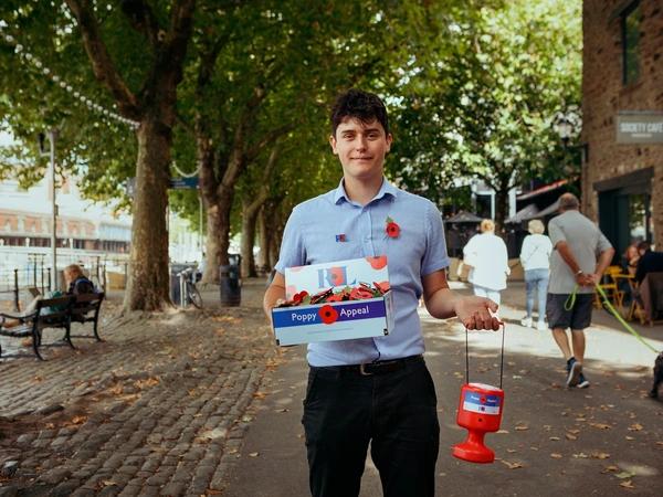 Billy Wilde collecting donations in Bristol Billy Wilde collecting donations in Bristol