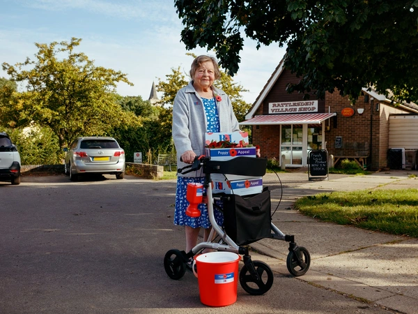 Jill Gladwell collecting outside her local shop