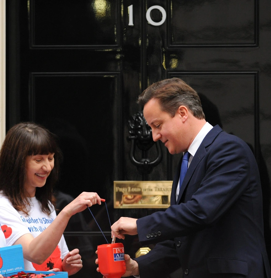David Cameron making donation to Poppy Appeal in 2011