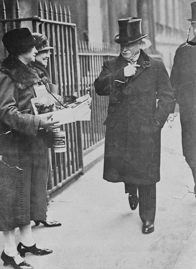 David Lloyd George wearing a poppy