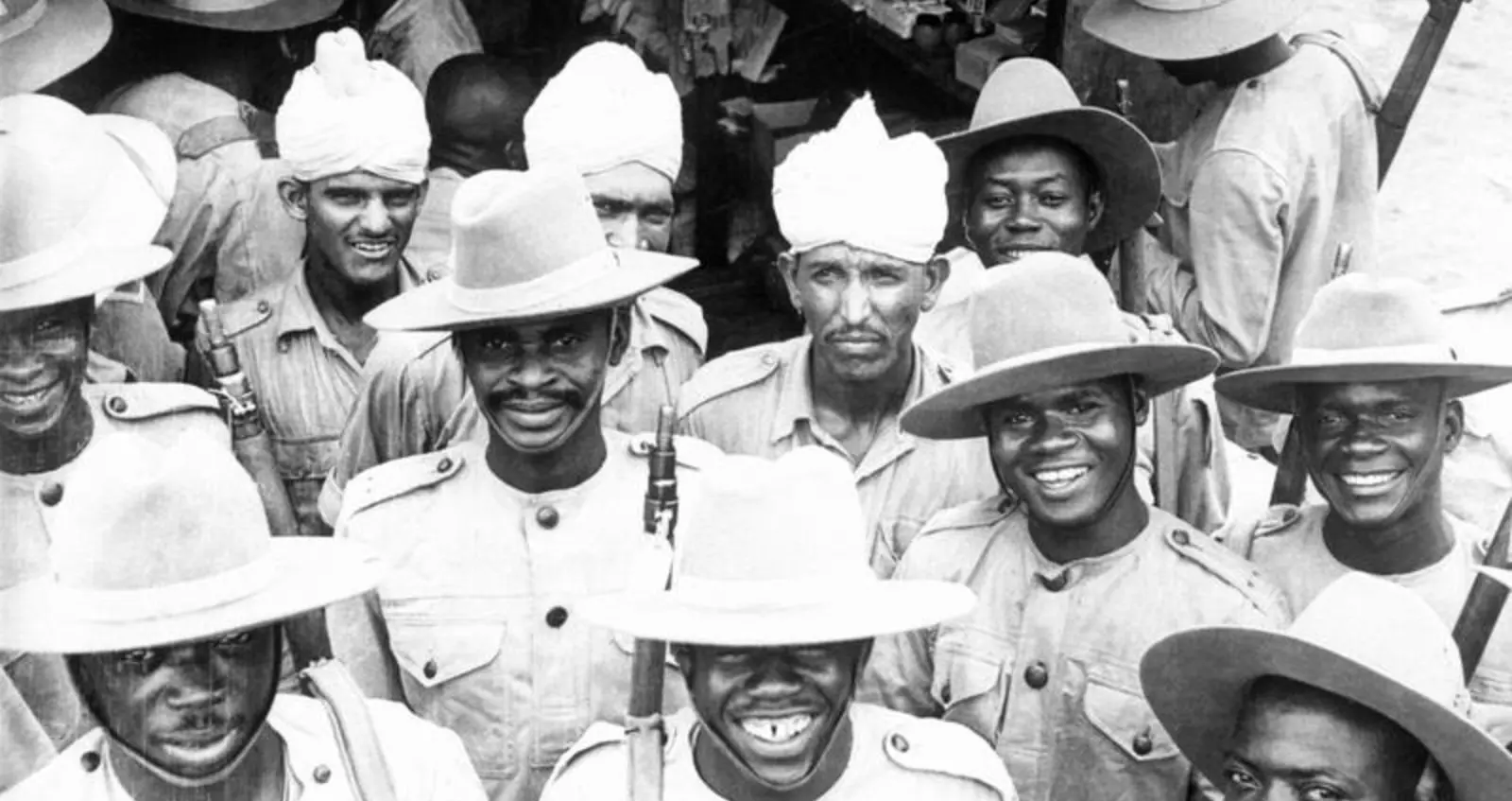 Indian soldiers mingle with troops of the 81st West African Division