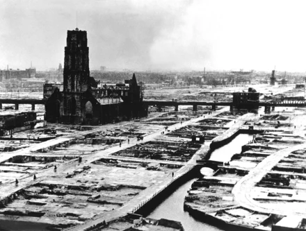 Rotterdam city centre after WW2 bombing Rotterdam city centre after WW2 bombing