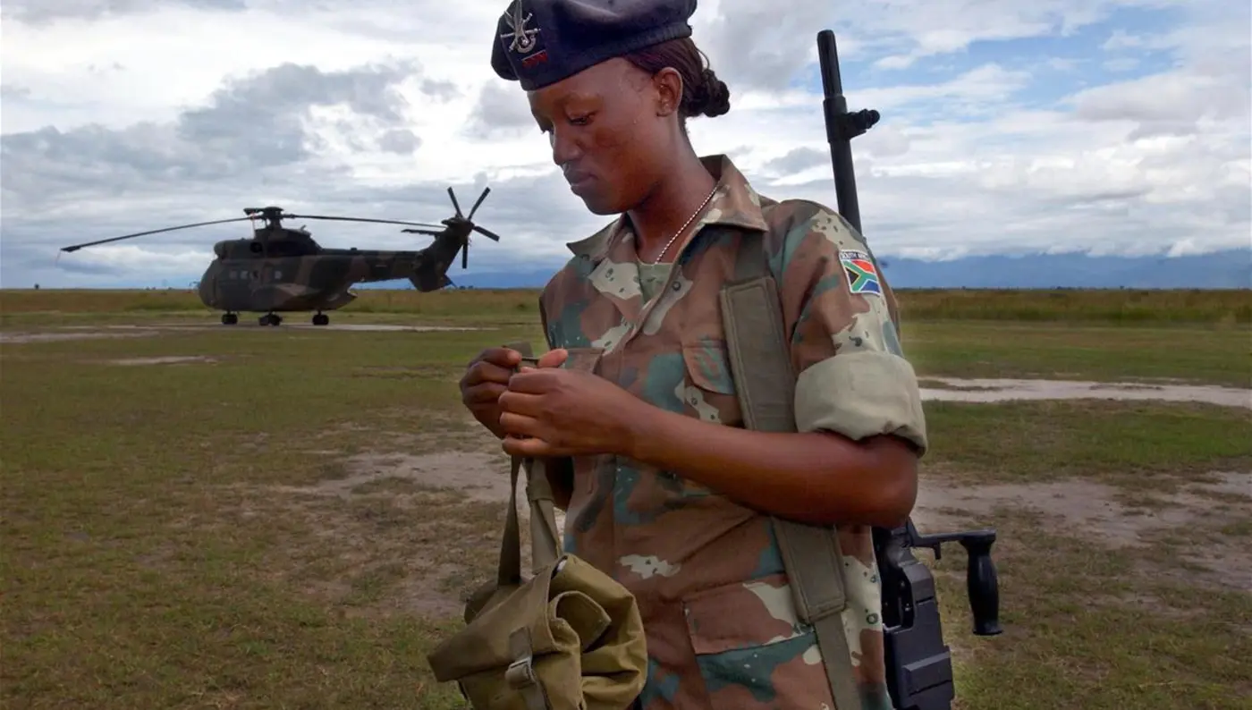 South African National Defence Force on a peacekeeping mission for the Africa Union Organization 