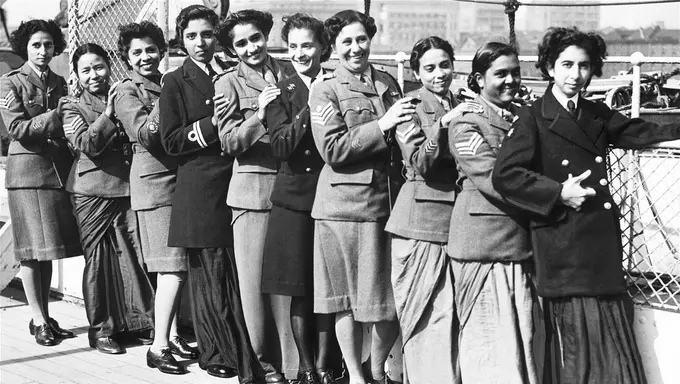 Indian servicewomen of the Women's Royal Naval Service, Women's Auxiliary Army Corps, and the Auxiliary Territorial Service