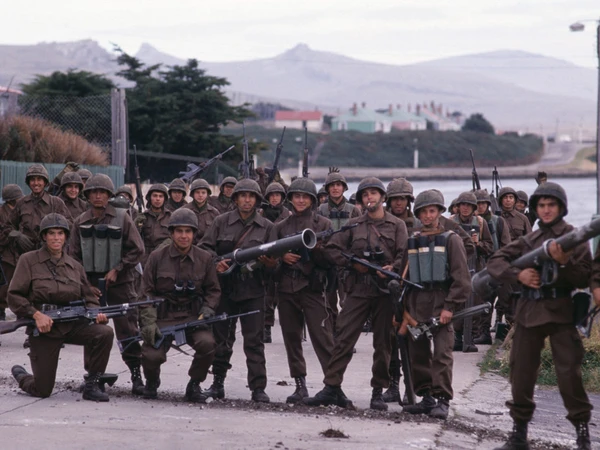 Argentine army soldiers during the invasion of the Falkland Islands