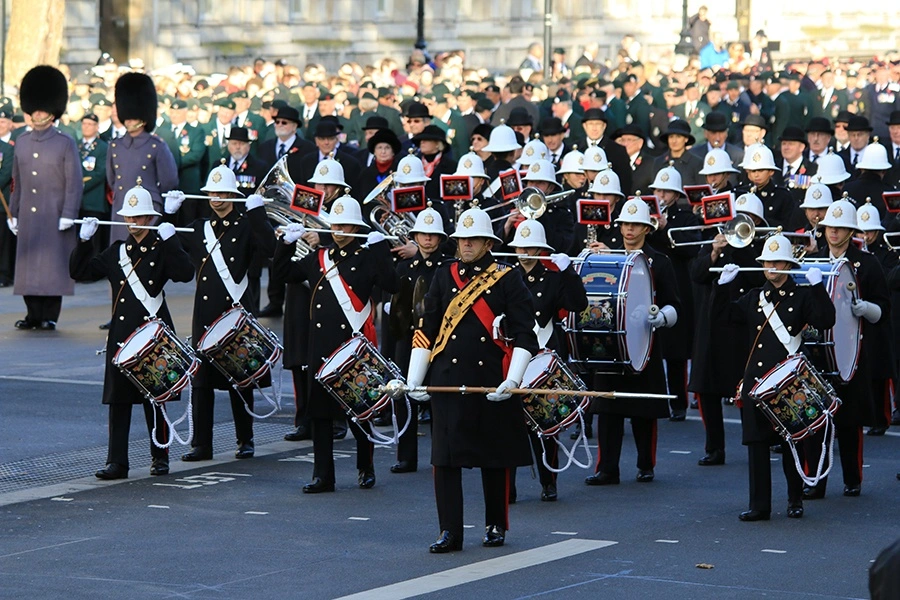 Remembrance service march to the Cenotaph