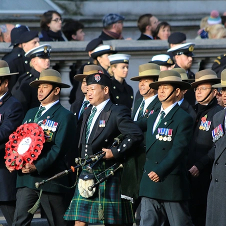 Gurkhas march past the Cenotaph for Remembrance