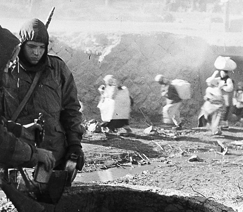 Two soldiers at a well, Korea, 1950 - Image courtesy of the National Army Museum, London Two soldiers at a well, Korea, 1950 - Image courtesy of the National Army Museum, London