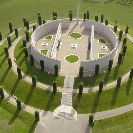 Armed Forces memorial at National Memorial Arboretum Arial view of the Armed Forces memorial at the National Memorial Arboretum