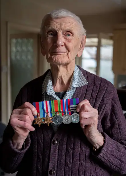 Peter Lovett with medals Peter Lovett with medals