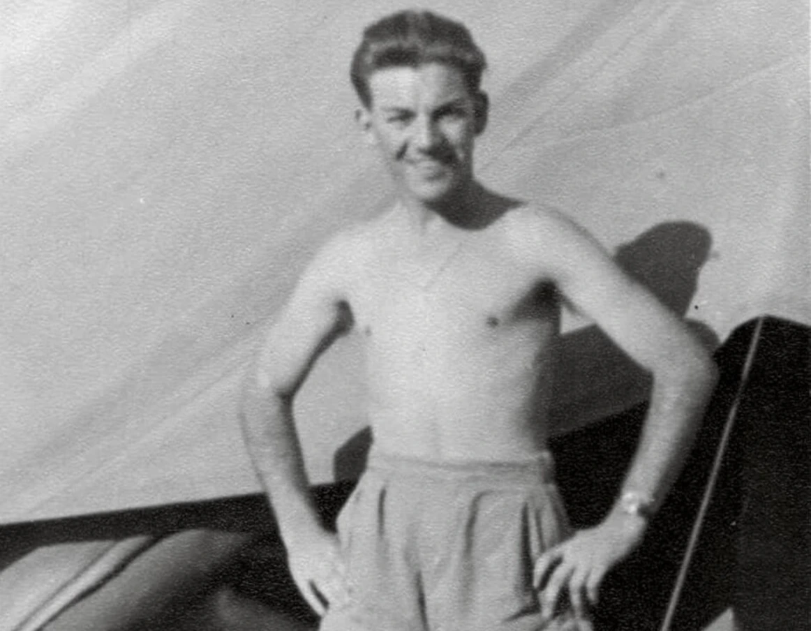 Mike Hyde 1_Cyprus 1956 at RAF Nicosia 2_with Watch Crew wearing cap leaning on post