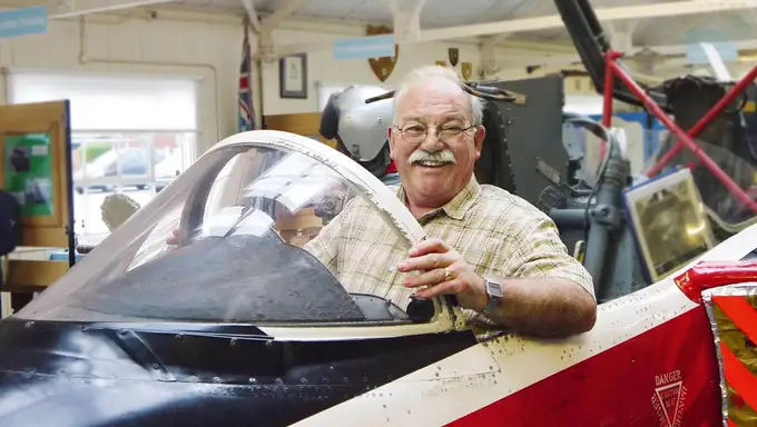 Mike Hyde in Red Arrow Gnat at Trenchard Museum 2015 Mike Hyde in Red Arrow Gnat at Trenchard Museum 2015