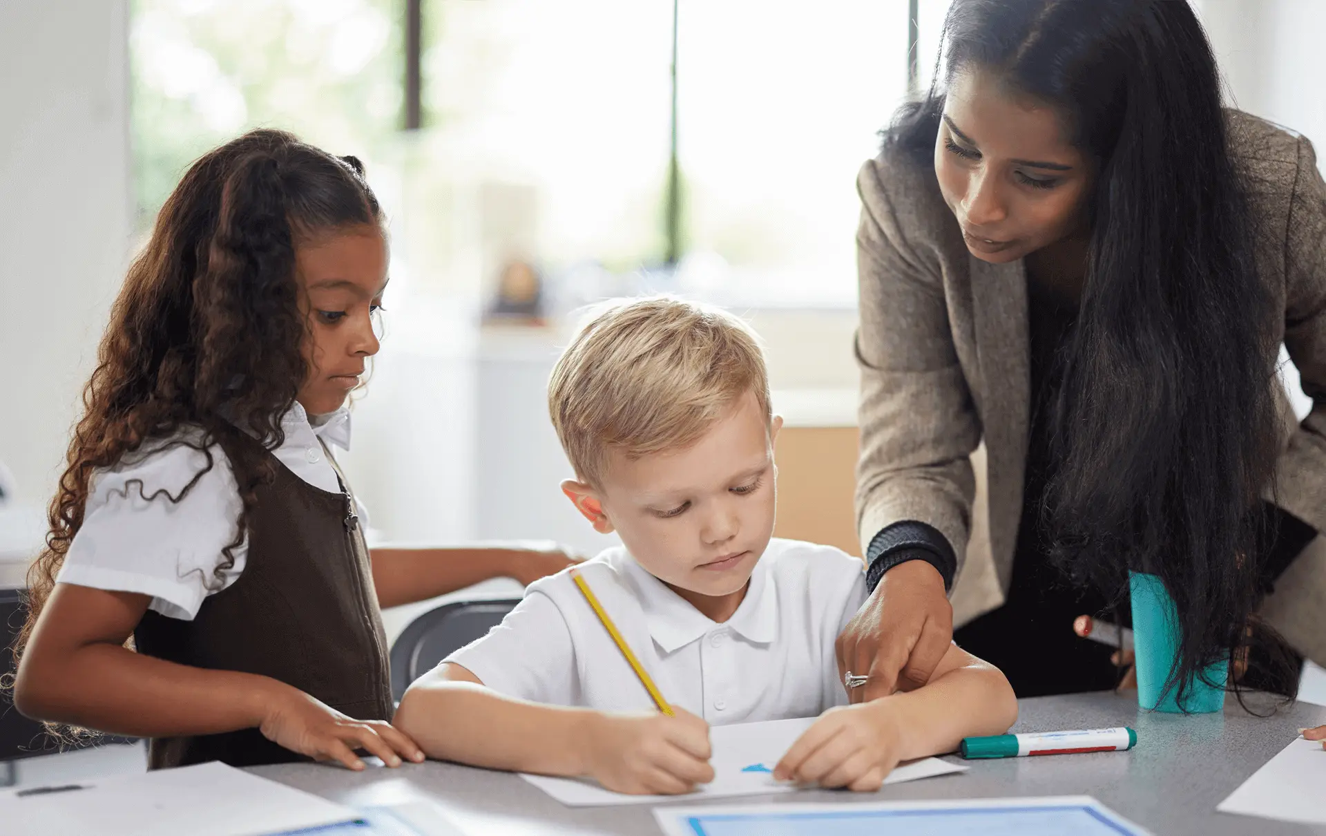 student-boy-student-girl-teacher-woman-teaching-remembrance