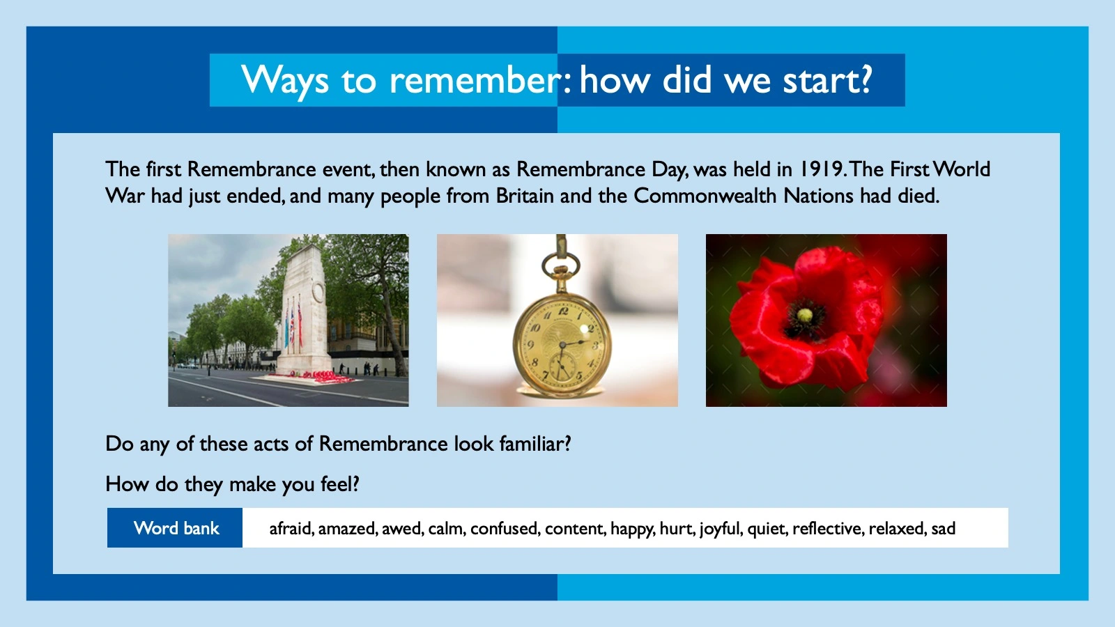 3 - Remembrance Art - Ways to remember: how did we start?