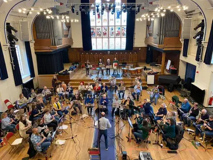 Band rehearsing at the St Danstan's College ""