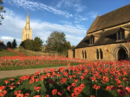 Ceramic poppies display at Oakham Castle