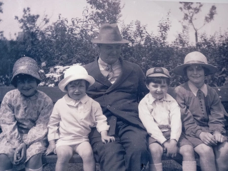 James with first 4 children James with first 4 children