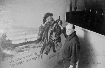 BB working on Ludlow Legion mural 1947