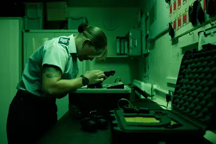 Abby Winchester  performing kit check Abby Winchester performing kit check