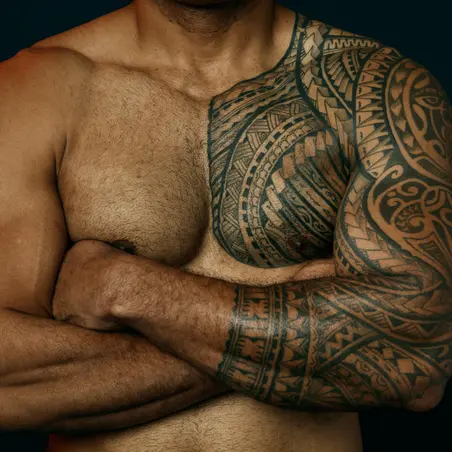 Peni Qio chest tattoo Peni Qio chest tattoo