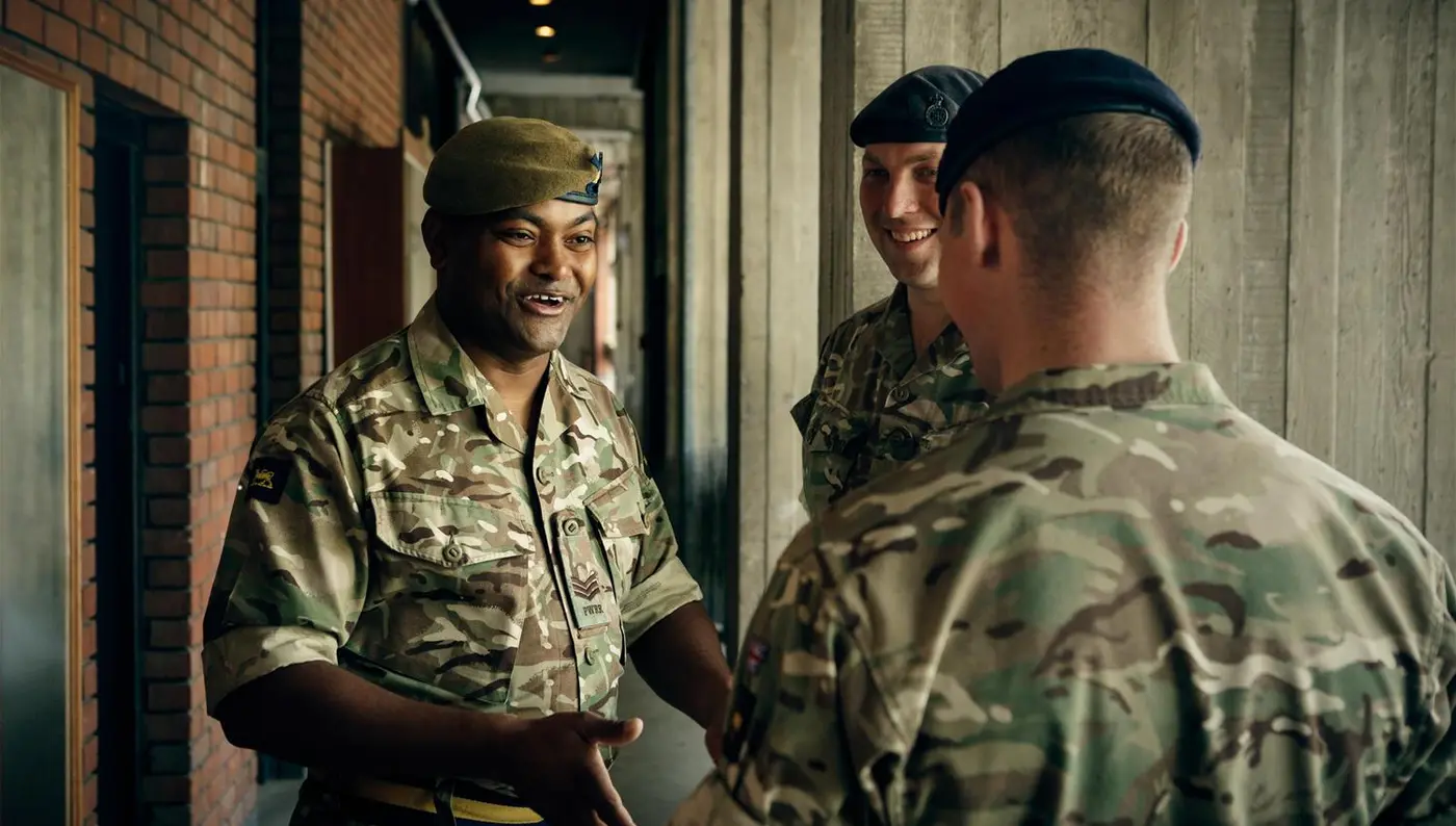 Johnson Beharry meeting fellow Army personnel