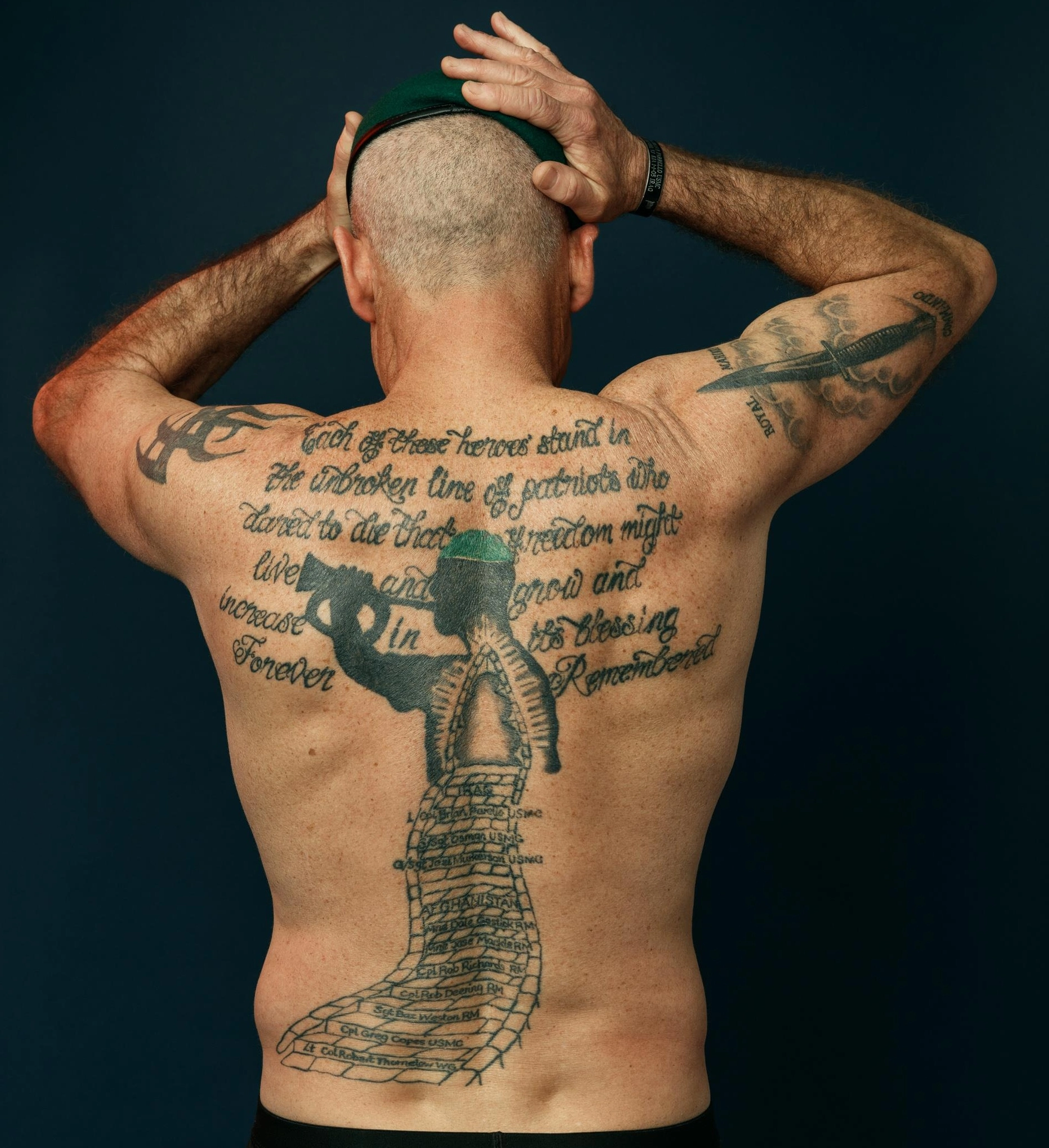 Matt Tomlinson back tattoo close up