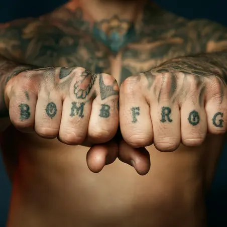 Michael Bell knuckle tattoos