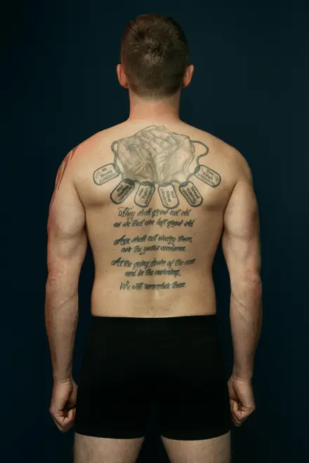 Paul Glazebrook back tattoo