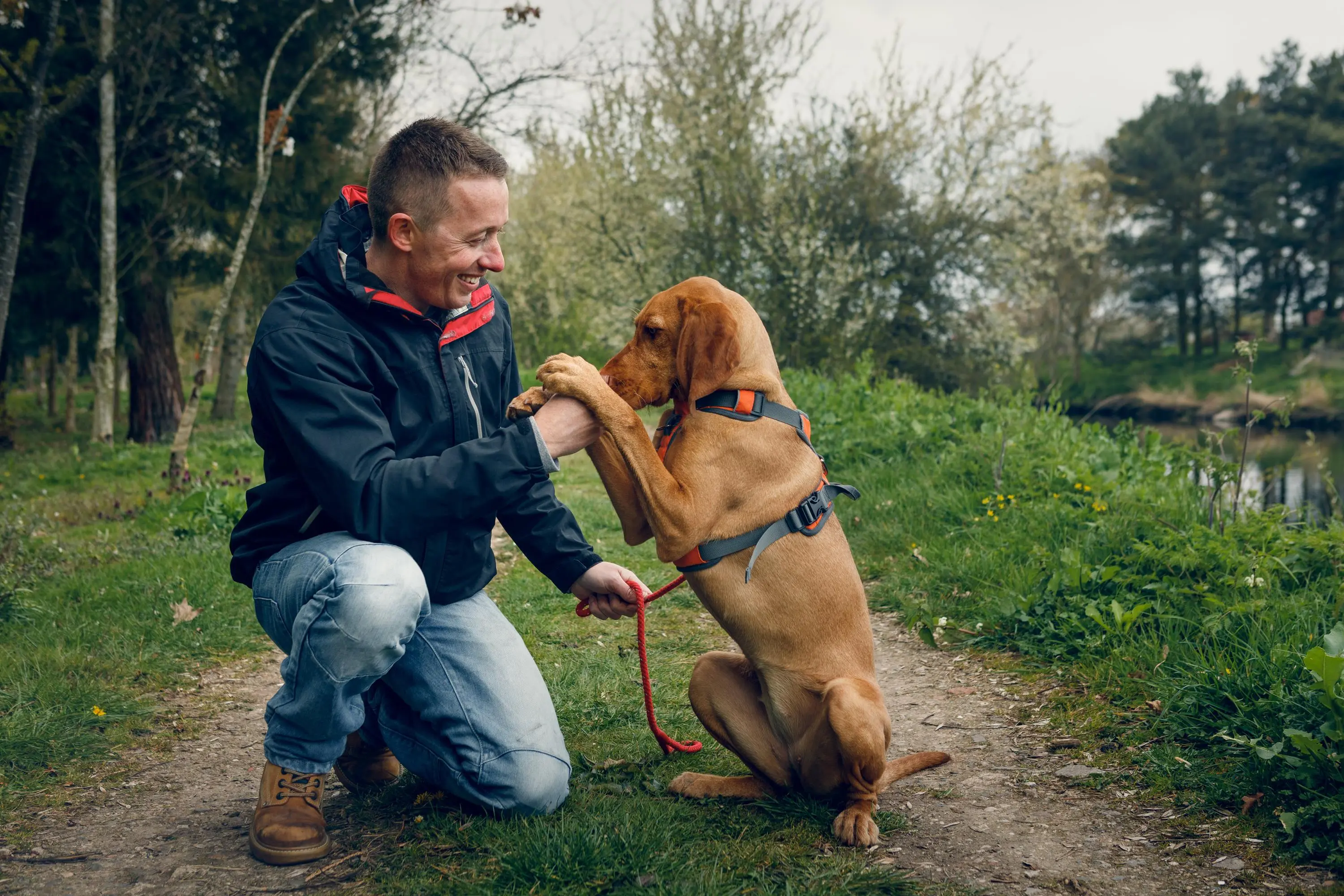 Paul Glazebrook walking his dog