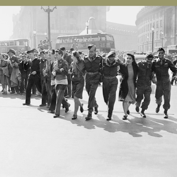 VJ Day celebrations in Piccadilly Circus, London