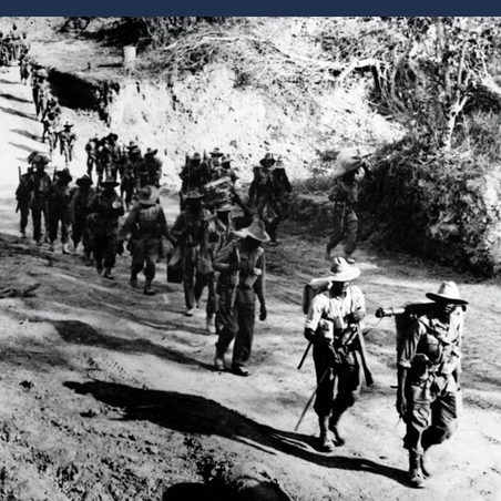 Troops of 11th East African Division on the road to Kalewa, Burma